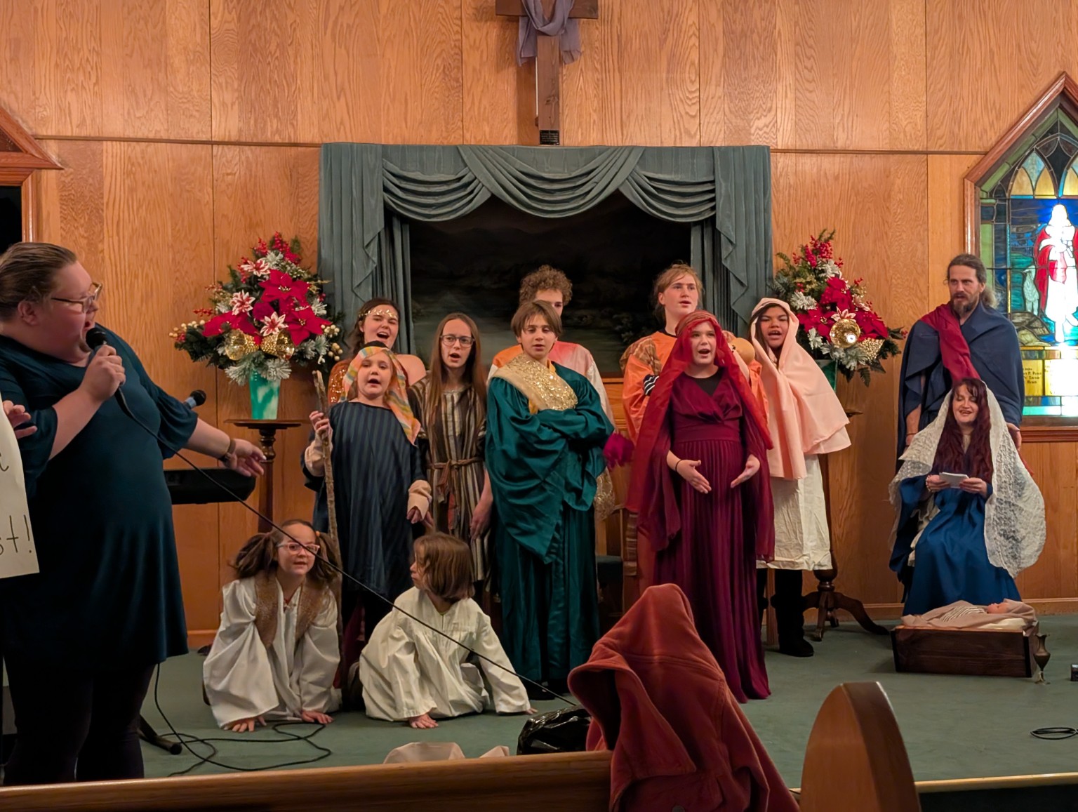 A church pageant presented in the sanctuary