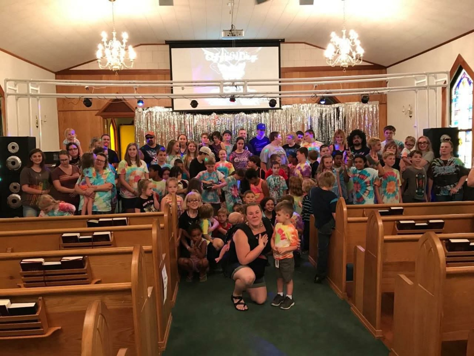 The Big Spring Church of Christ congregation gathered in the sanctuary